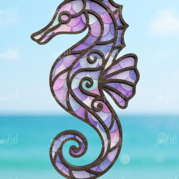 Intra απο ξύλο plywood 3mm-4mm πάχος – Summer Seahorse Suncatcher Δίασταση  20x20 cm INTRAFABR-123025384 - Image 1