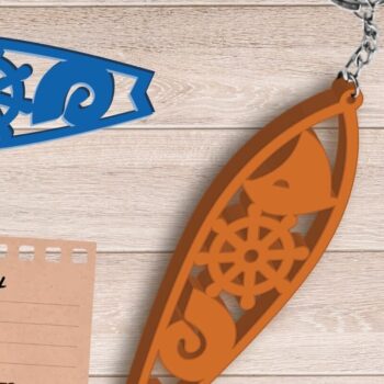 Intra απο ξύλο plywood 3mm-4mm πάχος – Μπρελόκ Summer Surf, Αρχείο Κοπής Laser Δίασταση  5x5 cm INTRAFABR-96699153 - Image 1