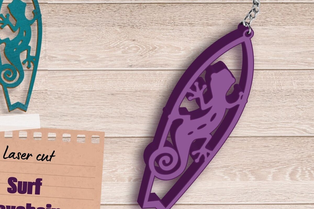 Intra απο ξύλο plywood 3mm-4mm πάχος – Μπρελόκ Summer Surf, Lizard Δίασταση  5x5 cm INTRAFABR-92940080