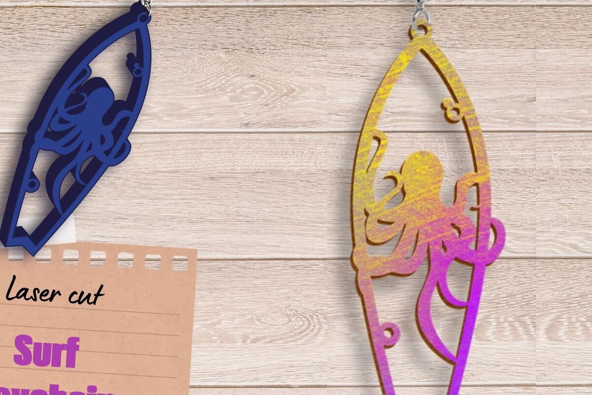 Intra απο ξύλο plywood 3mm-4mm πάχος – Μπρελόκ Summer Surf, Octopus Δίασταση  5x5 cm INTRAFABR-94156352