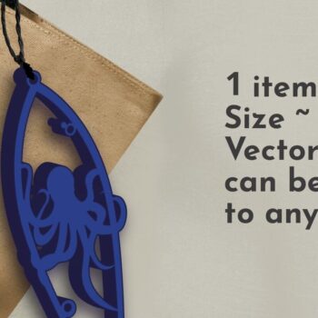 Intra απο ξύλο plywood 3mm-4mm πάχος – Μπρελόκ Summer Surf, Octopus Δίασταση  5x5 cm INTRAFABR-94156352 - Image 2