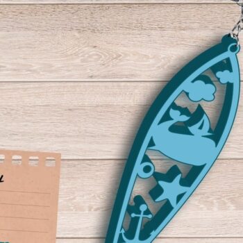 Intra απο ξύλο plywood 3mm-4mm πάχος – Μπρελόκ Summer Surf, Whale Δίασταση  5x5 cm INTRAFABR-92365352 - Image 1