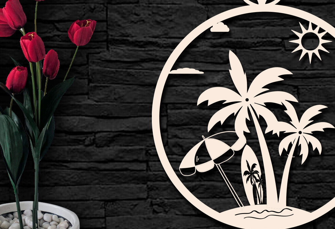 Intra απο ξύλο plywood 3mm-4mm πάχος – Καλοκαιρινό διανυσματικό  Δίασταση  20x20 cm INTRAFABR-119692775