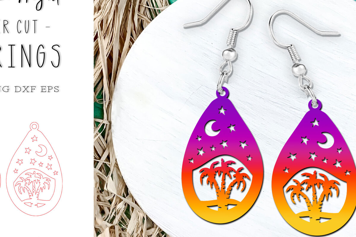 Intra απο ξύλο plywood 3mm-4mm πάχος – Αρχείο κοπής με λέιζερ Summer Teardrop Earrings Δίασταση  5x5 cm INTRAFABR-121592969