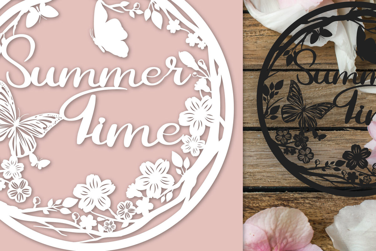 Intra απο ξύλο plywood 3mm-4mm πάχος – Summer Time Papercut Δίασταση  20x20 cm INTRAFABR-30710883