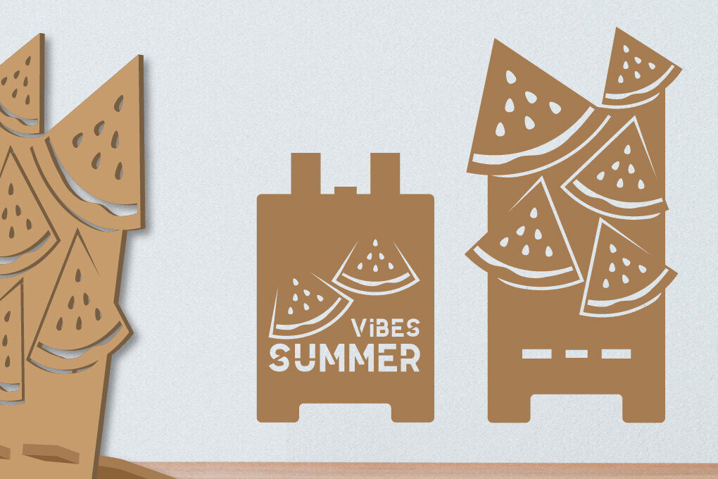 Intra απο ξύλο plywood 3mm-4mm πάχος – Στάση τηλεφώνου Summer Vibes με λέιζερ Δίασταση  20x20 cm INTRAFABR-99911255