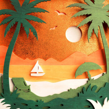 Intra απο ξύλο plywood 3mm-4mm πάχος – Αρχείο κοπής 3D Layered Summer Wall Art Δίασταση  40x30 cm INTRAFABR-64815398 - Image 2