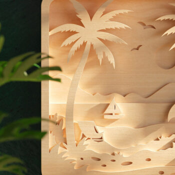 Intra απο ξύλο plywood 3mm-4mm πάχος – Αρχείο κοπής 3D Layered Summer Wall Art Δίασταση  40x30 cm INTRAFABR-64815398 - Image 3