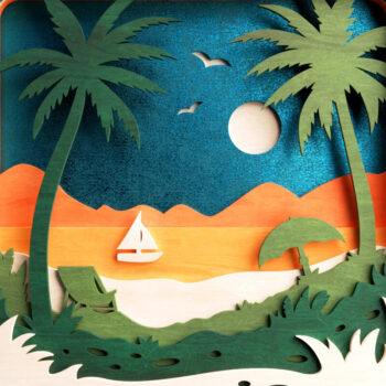 Intra απο ξύλο plywood 3mm-4mm πάχος – Αρχείο κοπής 3D Layered Summer Wall Art Δίασταση  40x30 cm INTRAFABR-64815398 - Image 4