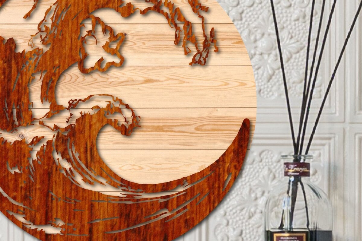 Intra απο ξύλο plywood 3mm-4mm πάχος – Summer Wave Δίασταση  20x20 cm INTRAFABR-33075962