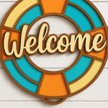 Intra απο ξύλο plywood 3mm-4mm πάχος – Summer Welcome Life Ring Δίασταση  20x20 cm INTRAFABR-122866993 - Image 1