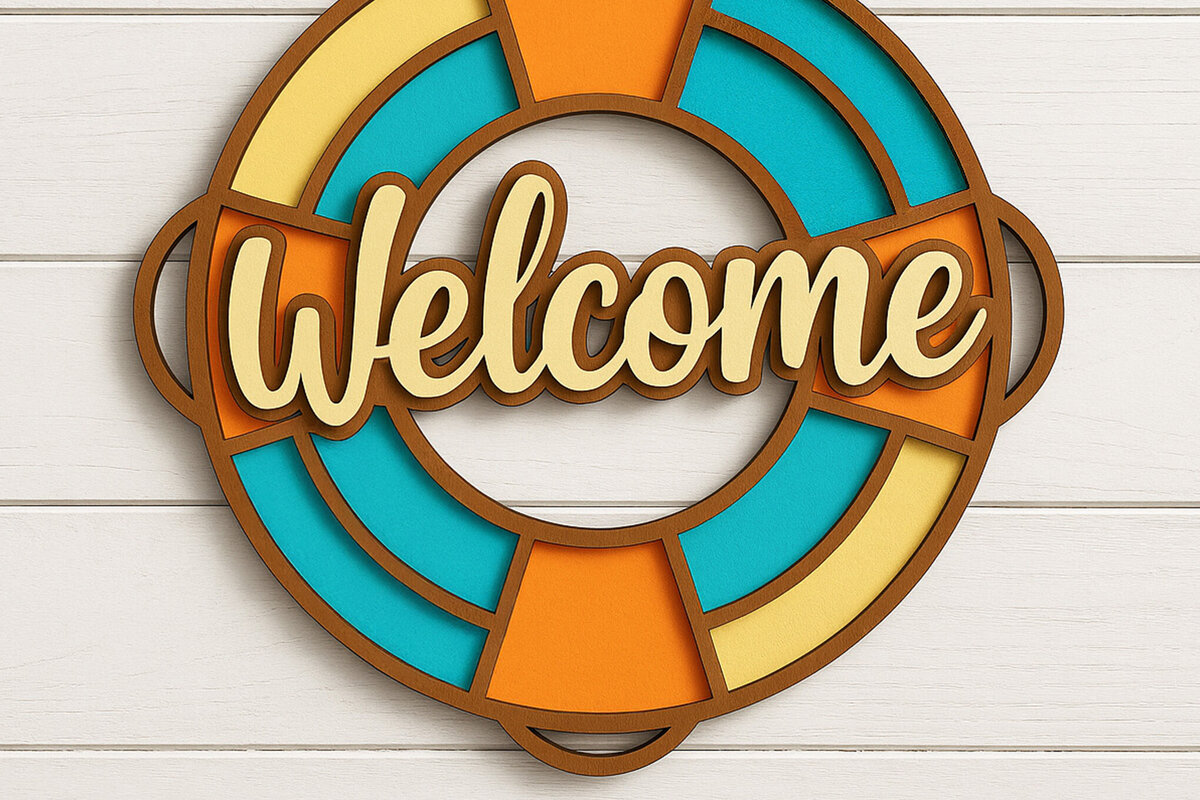 Intra απο ξύλο plywood 3mm-4mm πάχος – Summer Welcome Life Ring Δίασταση  20x20 cm INTRAFABR-122866993