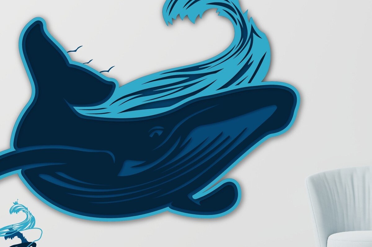 Intra απο ξύλο plywood 3mm-4mm πάχος – Summer Whale Wave Layered Δίασταση  20x20 cm INTRAFABR-33220594