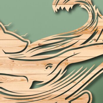 Intra απο ξύλο plywood 3mm-4mm πάχος – Summer Whale Wave Single Layer Laser Δίασταση  20x20 cm INTRAFABR-33221556 - Image 1