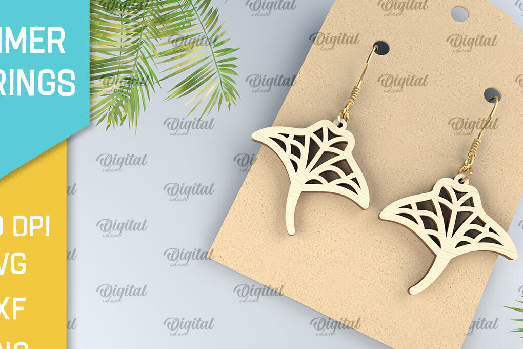 Intra απο ξύλο plywood 3mm-4mm πάχος – Καλοκαιρινά Ξύλινα Σκουλαρίκια Κοπή Laser Δίασταση  5x5 cm INTRAFABR-98899836