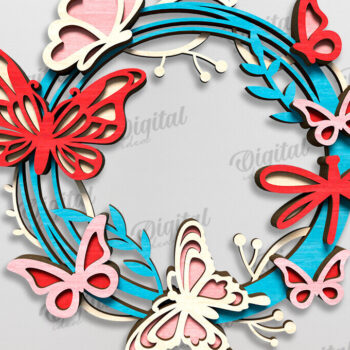 Intra απο ξύλο plywood 3mm-4mm πάχος – Καλοκαιρινό στεφάνι κοπής με λέιζερ Δίασταση  20x20 cm INTRAFABR-123565127 - Image 1