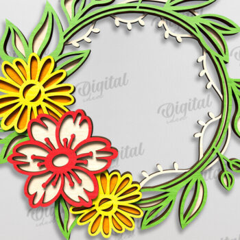 Intra απο ξύλο plywood 3mm-4mm πάχος – Καλοκαιρινό στεφάνι κοπής με λέιζερ Δίασταση  20x20 cm INTRAFABR-123565451 - Image 1