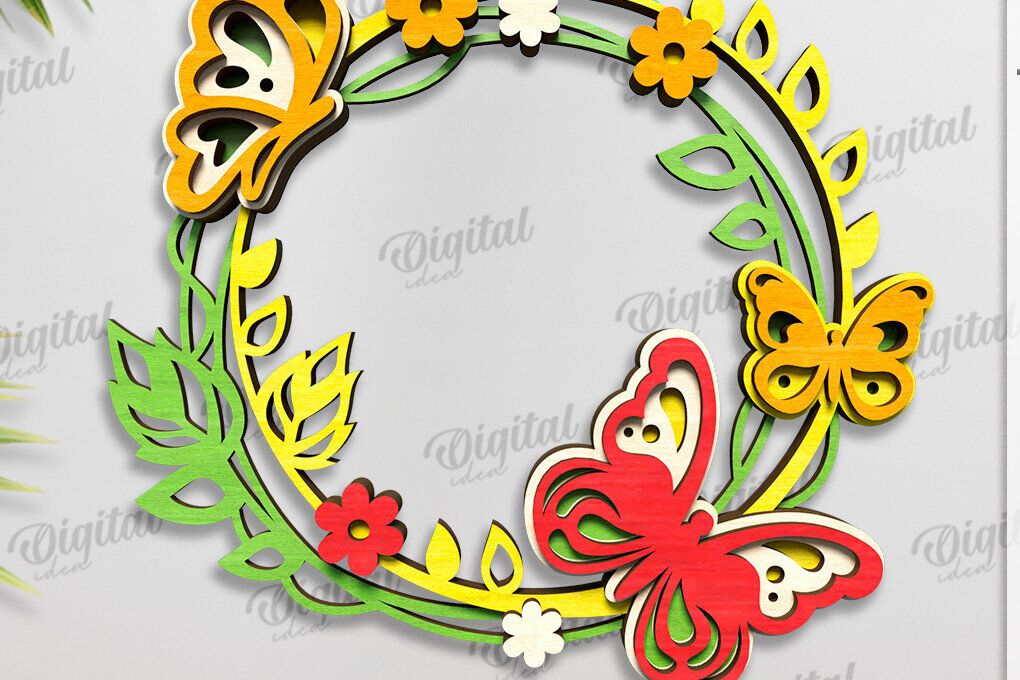 Intra απο ξύλο plywood 3mm-4mm πάχος – Καλοκαιρινό στεφάνι κοπής με λέιζερ Δίασταση  20x20 cm INTRAFABR-123565455