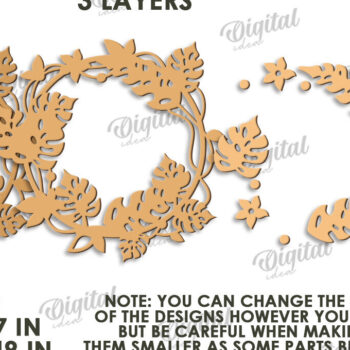 Intra απο ξύλο plywood 3mm-4mm πάχος – Καλοκαιρινό στεφάνι κοπής με λέιζερ Δίασταση  20x20 cm INTRAFABR-123565462 - Image 2