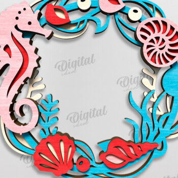 Intra απο ξύλο plywood 3mm-4mm πάχος – Καλοκαιρινό στεφάνι κοπής με λέιζερ Δίασταση  20x20 cm INTRAFABR-123565473 - Image 1