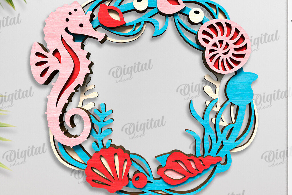 Intra απο ξύλο plywood 3mm-4mm πάχος – Καλοκαιρινό στεφάνι κοπής με λέιζερ Δίασταση  20x20 cm INTRAFABR-123565473