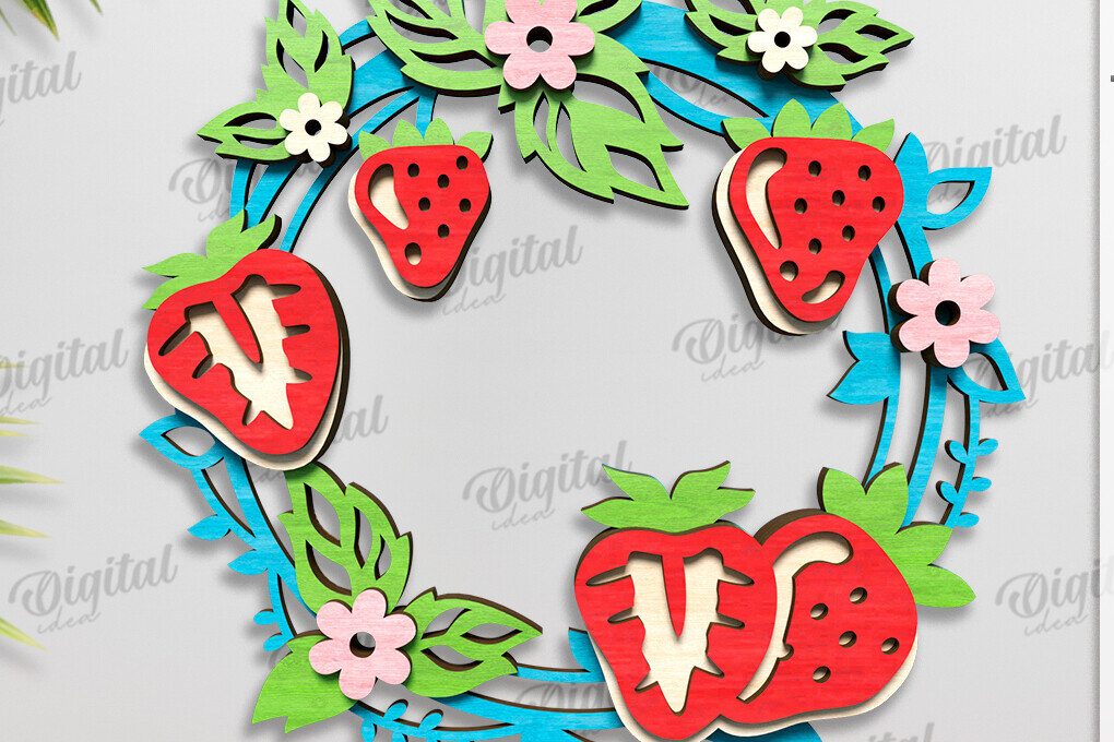 Intra απο ξύλο plywood 3mm-4mm πάχος – Καλοκαιρινό στεφάνι κοπής με λέιζερ Δίασταση  20x20 cm INTRAFABR-123565514