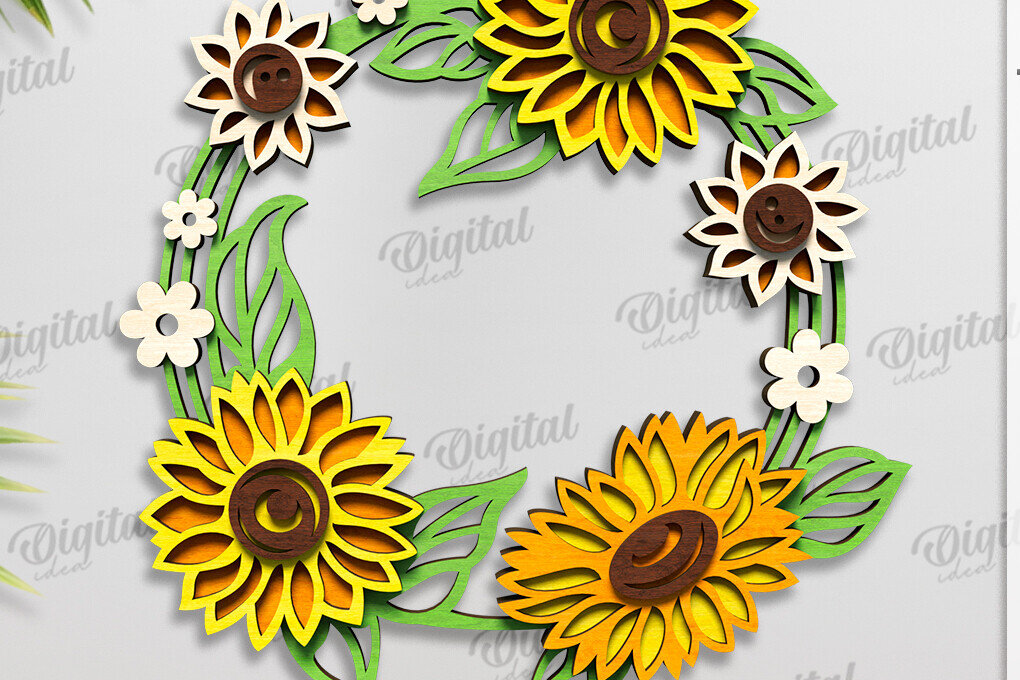 Intra απο ξύλο plywood 3mm-4mm πάχος – Καλοκαιρινό στεφάνι κοπής με λέιζερ Δίασταση  20x20 cm INTRAFABR-123565094