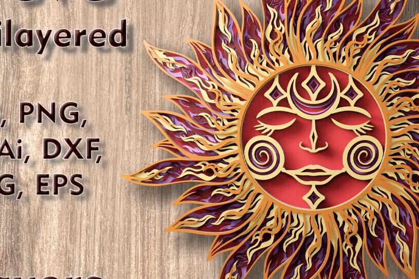 Intra απο ξύλο plywood 3mm-4mm πάχος – Αρχείο κοπής λέιζερ πολλαπλών στρώσεων Sun 3D Δίασταση  20x20 cm INTRAFABR-109349291