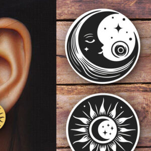 Intra απο ξύλο plywood 3mm-4mm πάχος – Σκουλαρίκια Sun and Moon Δίασταση  5x5 cm INTRAFABR-120362344