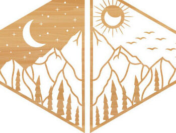 Intra απο ξύλο plywood 3mm-4mm πάχος – Τέχνη τοίχου με λέιζερ Sun and Moon Mountains Δίασταση  40x30 cm INTRAFABR-68575964 - Image 2