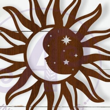 Intra απο ξύλο plywood 3mm-4mm πάχος – Σημάδι τέχνης τοίχου Ήλιου και Σελήνης, Αρχείο Δίασταση  40x30 cm INTRAFABR-115584667 - Image 1