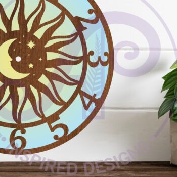 Intra απο ξύλο plywood 3mm-4mm πάχος – Αρχεία κοπής με λέιζερ ρολόι τοίχου Sun and Moon Δίασταση  40x30 cm INTRAFABR-99442228 - Image 2