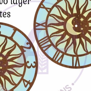 Intra απο ξύλο plywood 3mm-4mm πάχος – Αρχεία κοπής με λέιζερ ρολόι τοίχου Sun and Moon Δίασταση  40x30 cm INTRAFABR-99442228 - Image 4