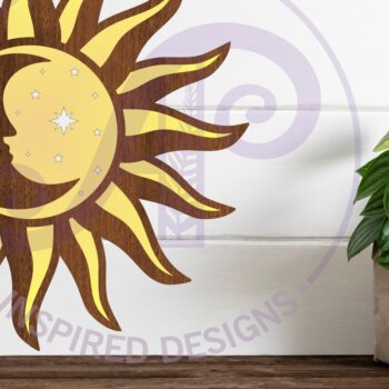 Intra απο ξύλο plywood 3mm-4mm πάχος – Σήμα τοίχου Ήλιου και Σελήνης Δίασταση  40x30 cm INTRAFABR-99745345 - Image 1