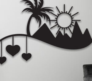 Intra απο ξύλο plywood 3mm-4mm πάχος – Sun and Waves  διακόσμηση τοίχου με λέιζερ Δίασταση  40x30 cm INTRAFABR-69559442