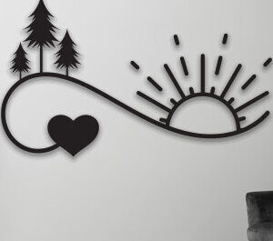 Intra απο ξύλο plywood 3mm-4mm πάχος – Sun and Waves  διακόσμηση τοίχου με λέιζερ Δίασταση  40x30 cm INTRAFABR-69559446