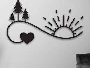 Intra απο ξύλο plywood 3mm-4mm πάχος – Sun and Waves  διακόσμηση τοίχου με λέιζερ Δίασταση  40x30 cm INTRAFABR-69559446 - Image 1