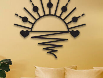 Intra απο ξύλο plywood 3mm-4mm πάχος – Sun and Waves  διακόσμηση τοίχου με λέιζερ Δίασταση  40x30 cm INTRAFABR-69559433 - Image 1