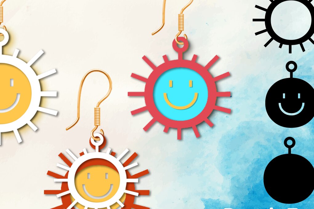 Intra απο ξύλο plywood 3mm-4mm πάχος – Sun Earring,Summer Earring Δίασταση  5x5 cm INTRAFABR-66760312