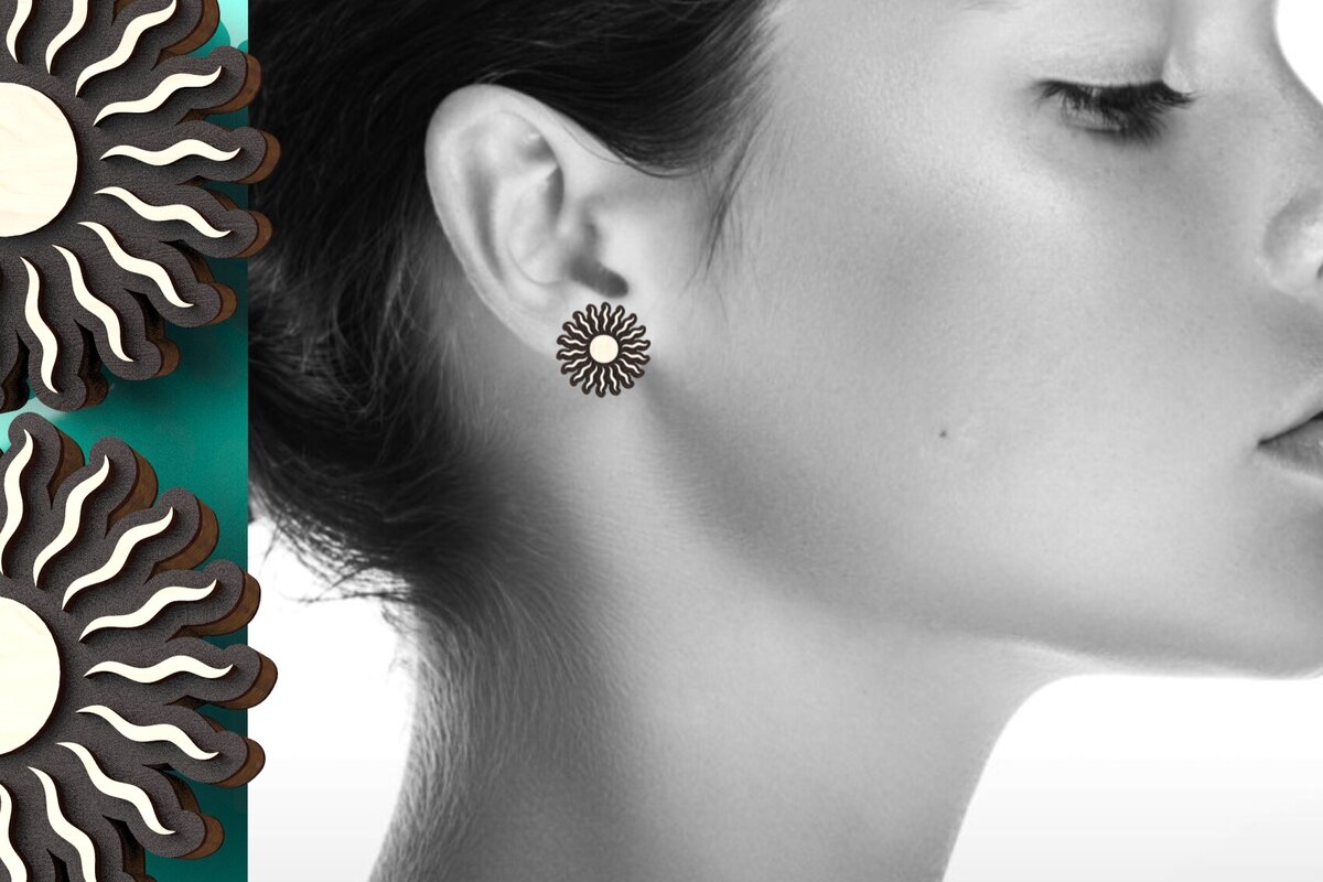 Intra απο ξύλο plywood 3mm-4mm πάχος – Πρότυπο σκουλαρίκι ηλίου για λέιζερ Δίασταση  5x5 cm INTRAFABR-122246239