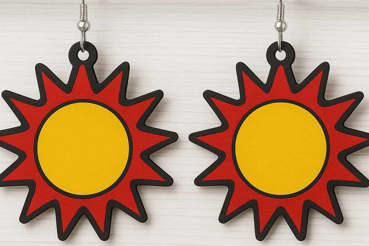 Intra απο ξύλο plywood 3mm-4mm πάχος – Sun Earrings Summer Beach Δίασταση  5x5 cm INTRAFABR-123011809