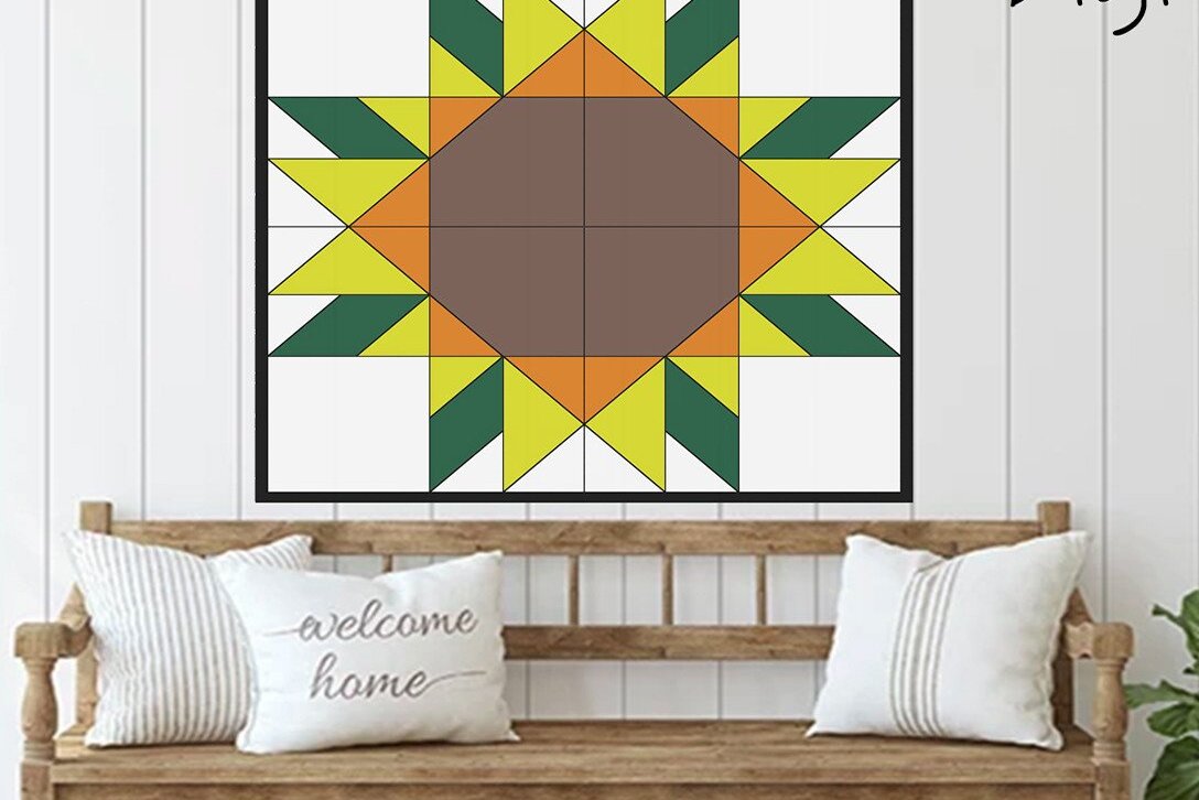 Intra απο ξύλο plywood 3mm-4mm πάχος – Sun Flower Barn Quilt Αρχείο κοπής με λέιζερ Δίασταση  20x20 cm INTRAFABR-37053660