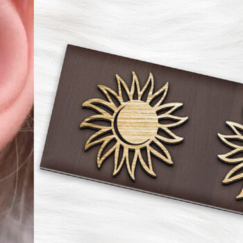 Intra απο ξύλο plywood 3mm-4mm πάχος – Σκουλαρίκια Sun Flower Cut Laser. Δίασταση  5x5 cm INTRAFABR-119217468 - Image 1