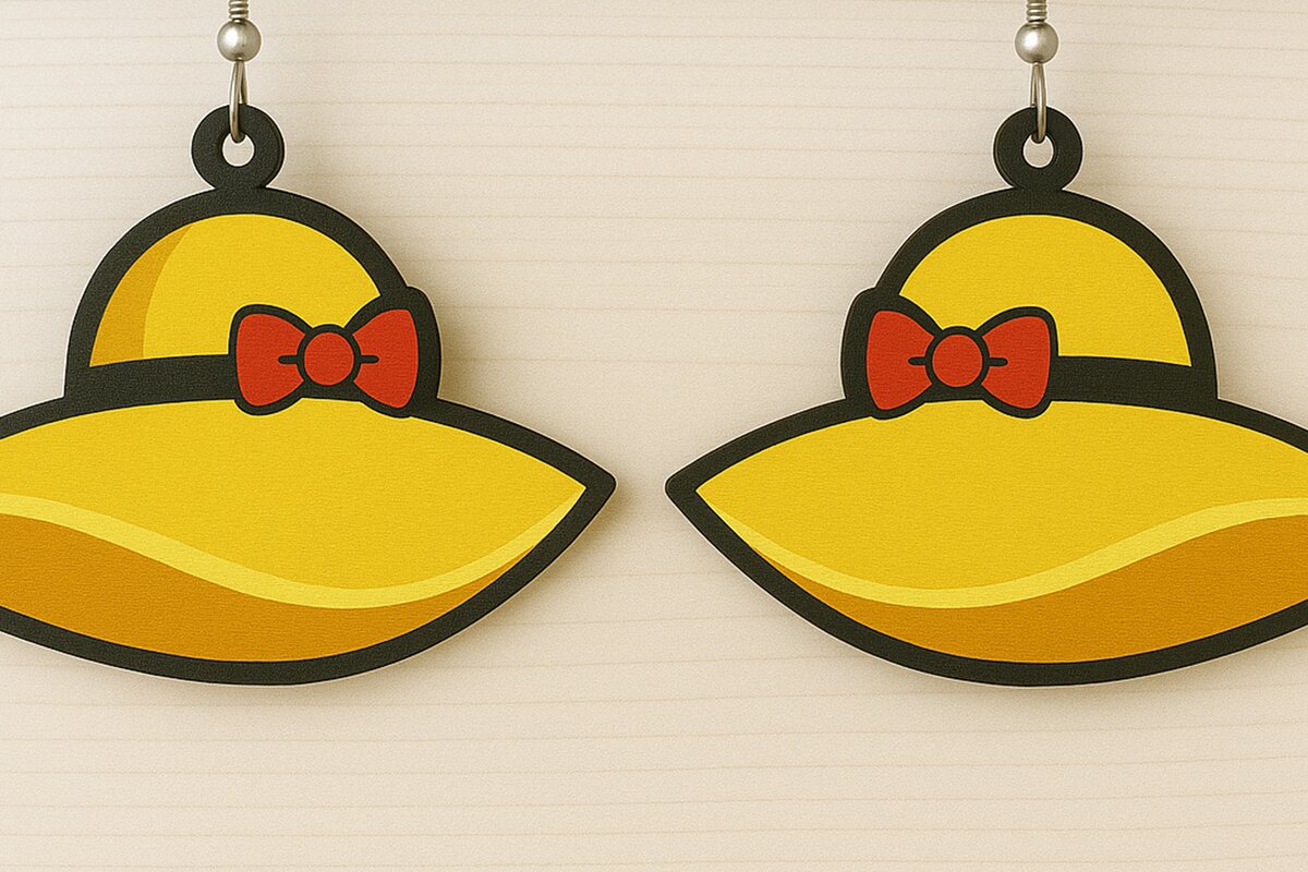 Intra απο ξύλο plywood 3mm-4mm πάχος – Σκουλαρίκια με καπέλο ηλίου Δίασταση  5x5 cm INTRAFABR-123080698