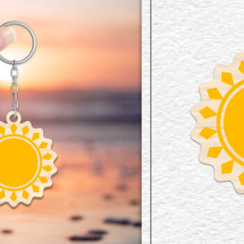 Intra απο ξύλο plywood 3mm-4mm πάχος – Κοπή Laser Μπρελόκ Sun | Καλοκαιρινό μπρελόκ Δίασταση  5x5 cm INTRAFABR-101736503 - Image 1