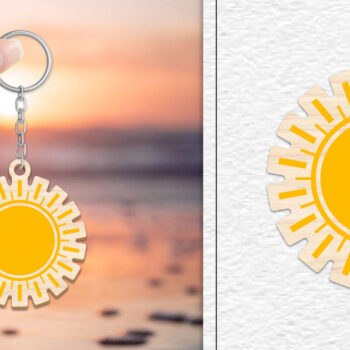 Intra απο ξύλο plywood 3mm-4mm πάχος – Κοπή Laser Μπρελόκ Sun | Καλοκαιρινό μπρελόκ Δίασταση  5x5 cm INTRAFABR-101736542 - Image 1