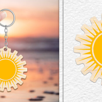 Intra απο ξύλο plywood 3mm-4mm πάχος – Κοπή Laser Μπρελόκ Sun | Καλοκαιρινό μπρελόκ Δίασταση  5x5 cm INTRAFABR-101736655 - Image 1