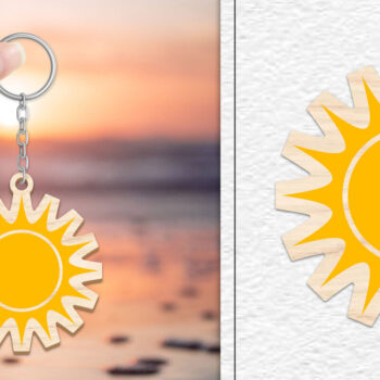 Intra απο ξύλο plywood 3mm-4mm πάχος – Κοπή Laser Μπρελόκ Sun | Καλοκαιρινό μπρελόκ Δίασταση  5x5 cm INTRAFABR-101736697 - Image 1