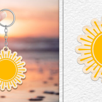 Intra απο ξύλο plywood 3mm-4mm πάχος – Κοπή Laser Μπρελόκ Sun | Καλοκαιρινό μπρελόκ Δίασταση  5x5 cm INTRAFABR-101736767 - Image 1