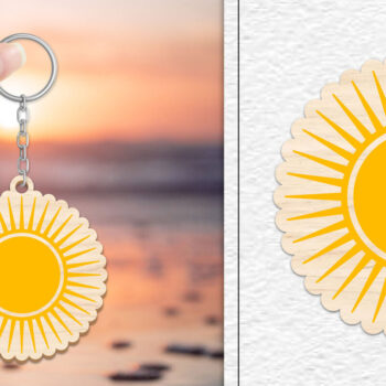 Intra απο ξύλο plywood 3mm-4mm πάχος – Κοπή Laser Μπρελόκ Sun | Καλοκαιρινό μπρελόκ Δίασταση  5x5 cm INTRAFABR-101736790 - Image 1